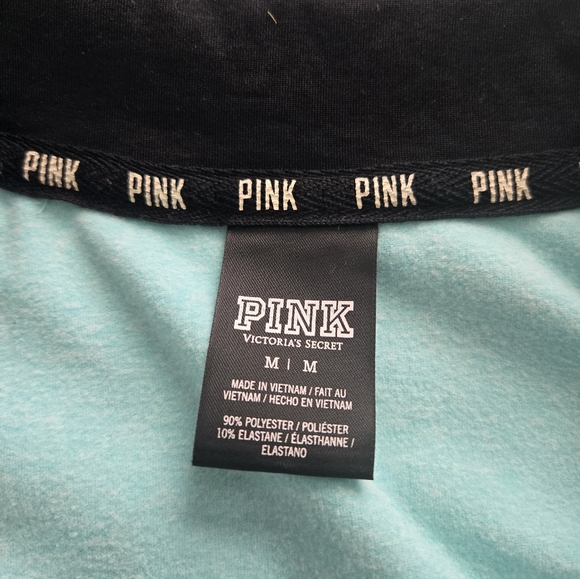 PINK Victoria's Secret Teal & Black Quarter-Zip Sweatshirt Size Medium - Picture 5 of 5